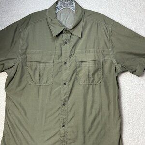 Kuhl Eluxur Hiking Camp Shirt Olive Green Size Medium Gorpcore Camping Outdoor